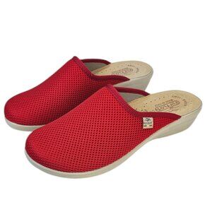 Flyflot Womens Anatomic Mesh Mules, Clogs, Comfort Shoes, Red, Slip On, US 9 /40